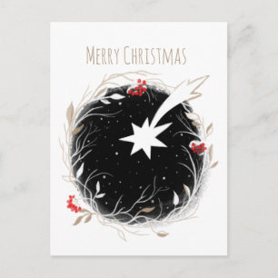 Postal Estrella de Berries Wreath, Navidades modernos