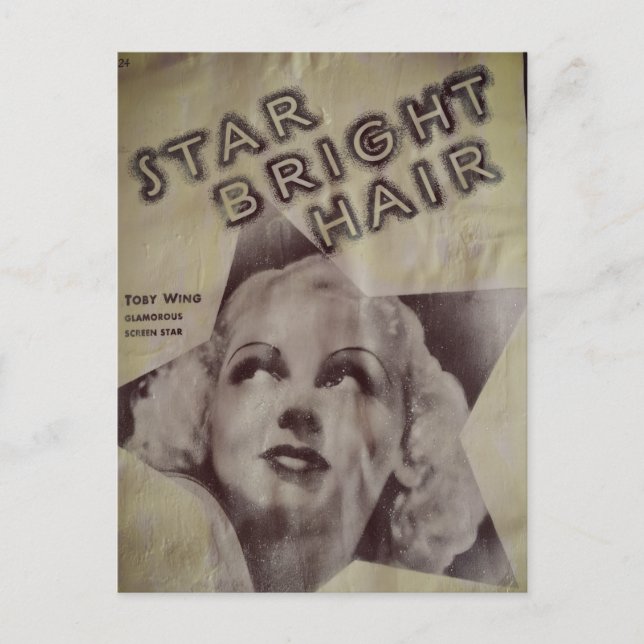 Postal Estrella de cabello brillante de anuncio retro pos (Anverso)