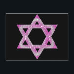 Postal Estrella de David con joyas púrpura<br><div class="desc">Estrella de David bonito en un diseño con joyas rosa/violeta... .{gráfico de MarloDeeDesigns.com}</div>