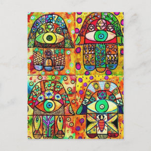 Postal Estrella De David Hamsa Vintage Tapastry