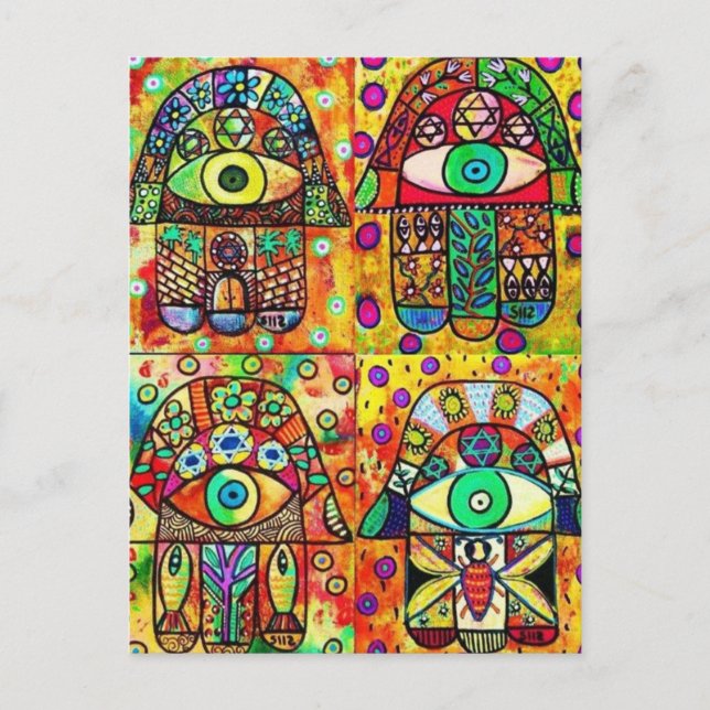 Postal Estrella De David Hamsa Vintage Tapastry (Anverso)