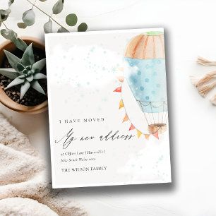 Postal Estrella de globo de aire caliente azul lindo Estr