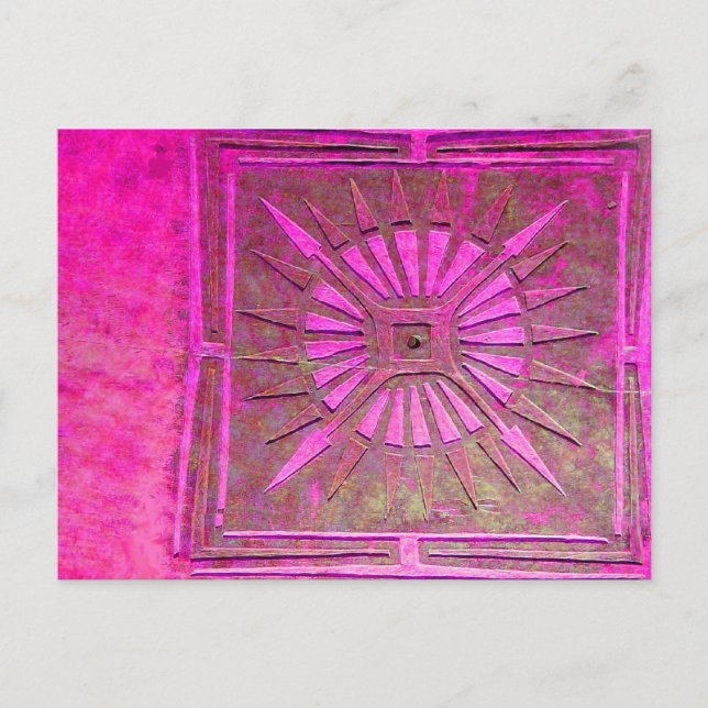 Postal ESTRELLA DE MAÑANA rosa, negro de fucsia, monogram (Anverso)