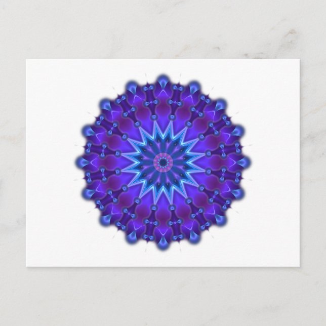 Postal Estrella de Mandala en azul (Anverso)