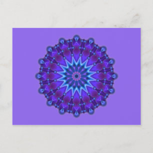 Postal Estrella de Mandala en azul lila