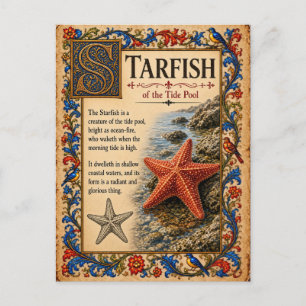 Postal Estrella de mar, Arte de Bestiario Medieval