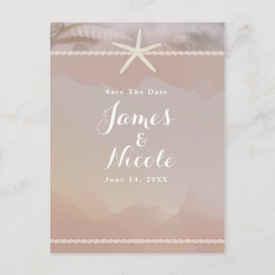 Postal Estrella de mar de playa beige taupe Save the Date