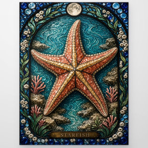 Postal Estrella de mar, Tide Star Vidrio Pintado