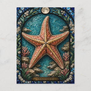 Postal Estrella de mar, Tide Star Vidrio Pintado