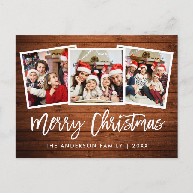 Postal Estrella de Navidades de foto de Brussel de madera (Anverso)