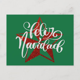 Postal Estrella de Navidades del Purpurina Rojo