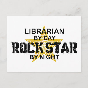 Postal Estrella de rock bibliotecario por noche