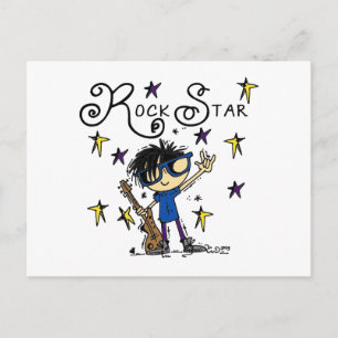 Postal Estrella de rock de Black Hair Boy