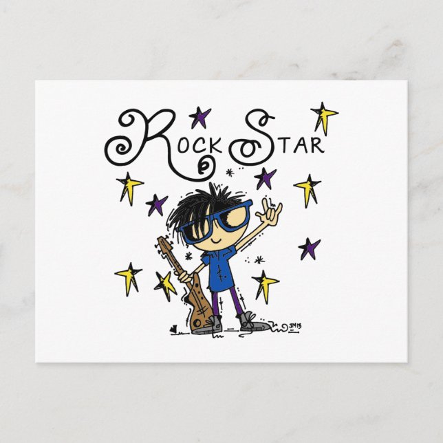 Postal Estrella de rock de Black Hair Boy (Anverso)
