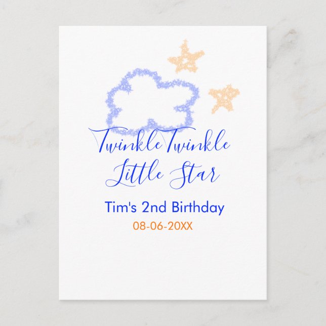 Postal Estrella fugaz cumpleaños púrpura naranja (Anverso)