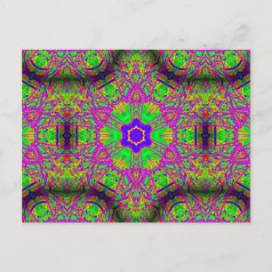 Postal estrella hippie groovy de seis puntos