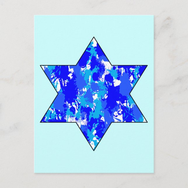 Postal Estrella judía azul para pintar (Anverso)
