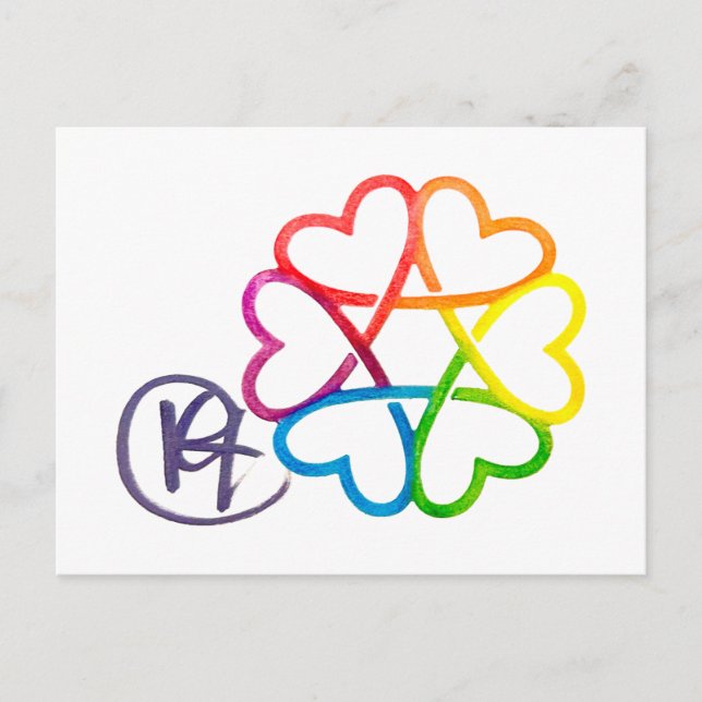 Postal Estrella judía del arte del corazón (Anverso)