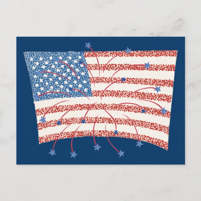 Postal Estrella patriótica incendia el Pointillismo de la (Anverso)