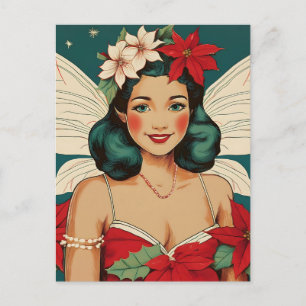 Postal Estrella Pin-Up Tropical Retro de Navidad de los 5