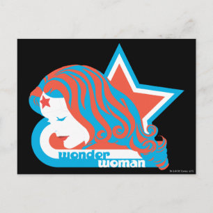 Postal Estrella roja y azul de la mujer Maravilla