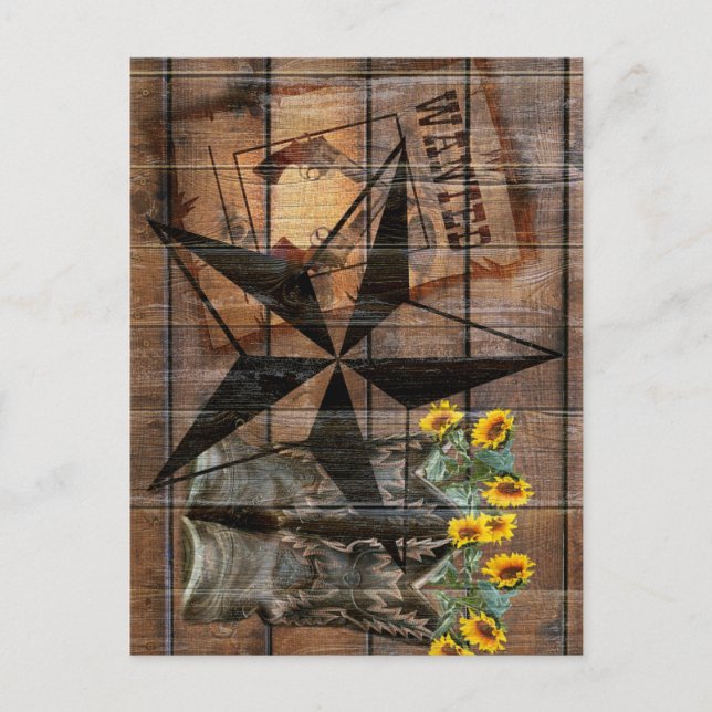 Postal Estrella ruidosa de Texas Occidental Boots de Cowb (Anverso)