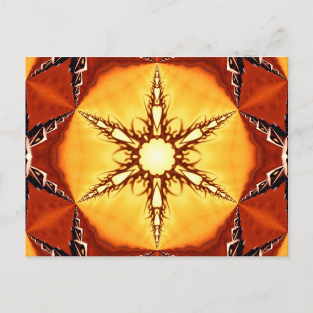 Postal Estrella tribal de fuego Kaleidoscope Mandala (Anverso)