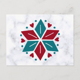 Postal Estrella vintage azul y roja escandinava