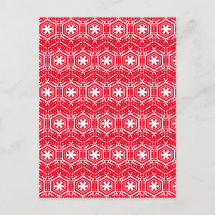 Postal Estrellas blancas, copos de nieve, vacaciones roja