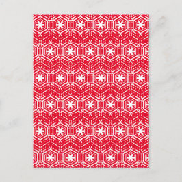 Postal Estrellas blancas, copos de nieve, vacaciones roja