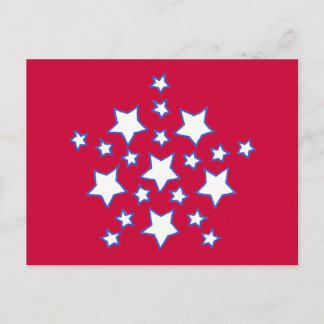 Postal Estrellas blancas en azul sobre patriótico rojo