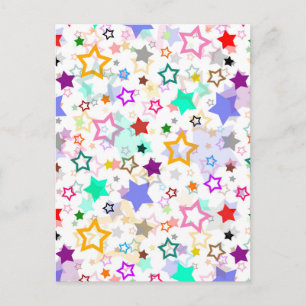 Postal Estrellas Coloridas Blancas 