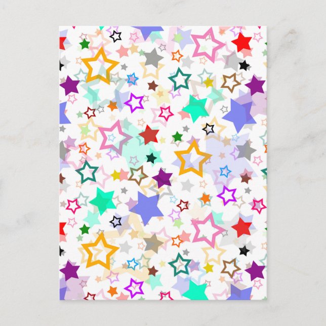 Postal Estrellas Coloridas Blancas  (Anverso)