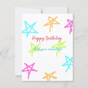 Postal Estrellas coloridas feliz cumpleaños agregar nombr