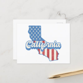 Postal Estrellas de California y silueta de franjas