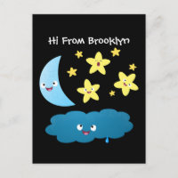 Estrellas de canto lindas, luna y nube de dibujos 