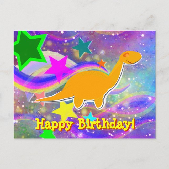 Postal Estrellas de dinosaurios y carteles de cumpleaños  (Anverso)