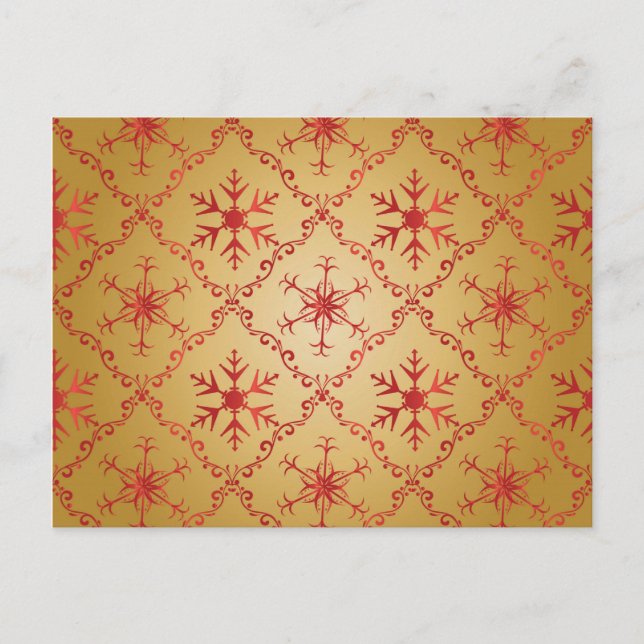 Postal Estrellas de Navidades rojos sobre oro (Anverso)