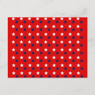 Postal Estrellas de patrones patrióticos en rojo