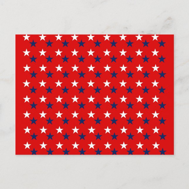 Postal Estrellas de patrones patrióticos en rojo (Anverso)