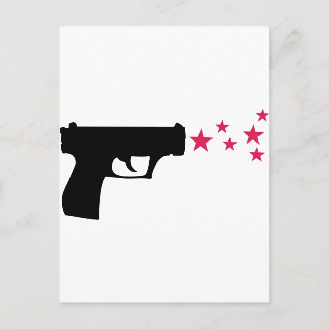 Postal estrellas de pistolas negras (Anverso)