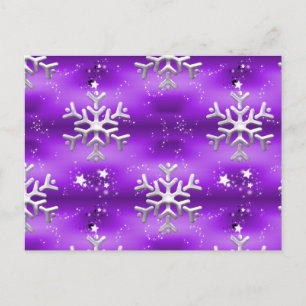 Postal Estrellas de plata y copos de nieve en Navidades m