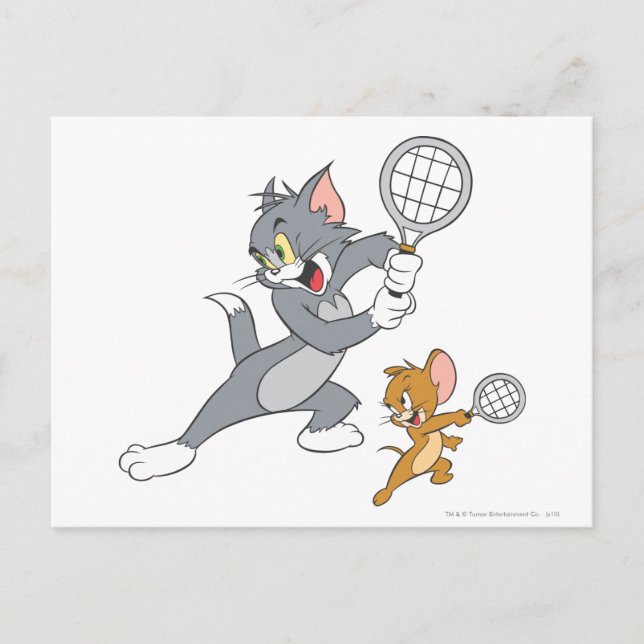 Postal Estrellas de tenis de Tom y Jerry 1 (Anverso)