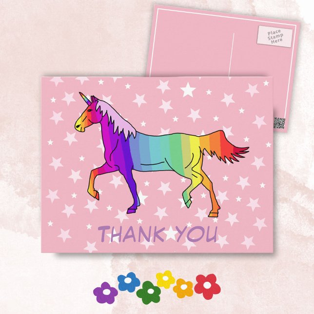 Postal Estrellas de unicornio bonitas Gracias (Subido por el creador)