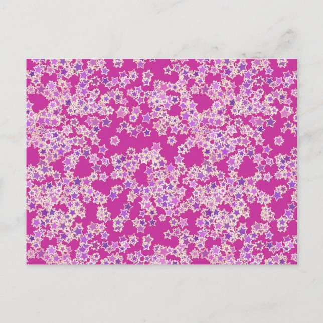 Postal Estrellas, matices de lílac contra magenta (Anverso)