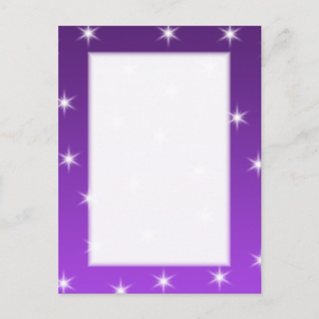 Postal Estrellas moradas y blancas, patrón. (Anverso)