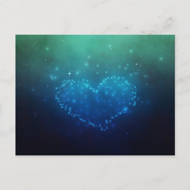 Postal Estrellas nocturnas en forma de corazón (Anverso)