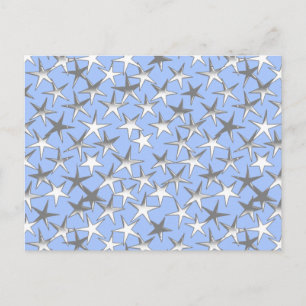 Postal Estrellas plateadas, en azul pálido