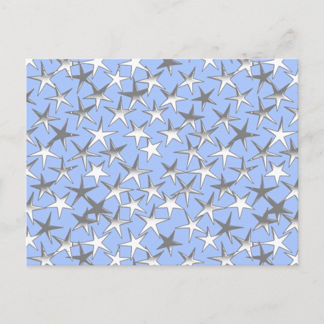 Postal Estrellas plateadas, en azul pálido (Anverso)