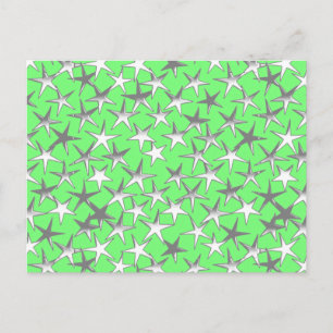 Postal Estrellas plateadas en verde lima